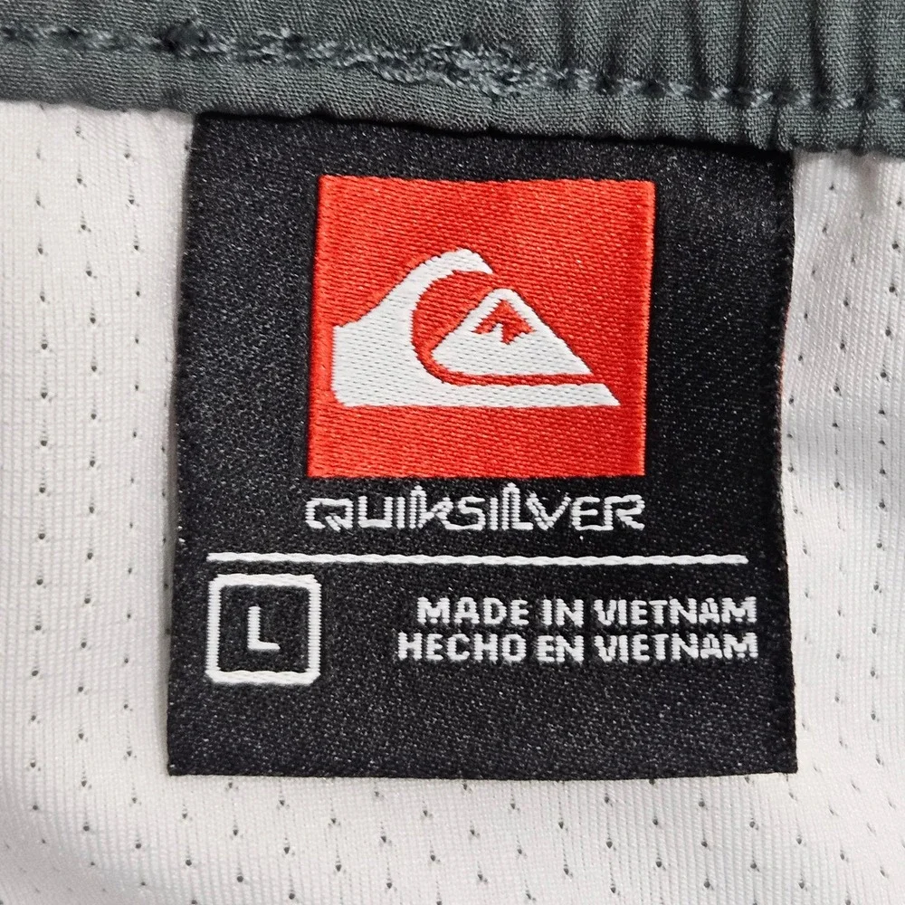 Quiksilver NWT Swim Trunks Mens Large Green Grey Quick Dry Stretch UPF 50